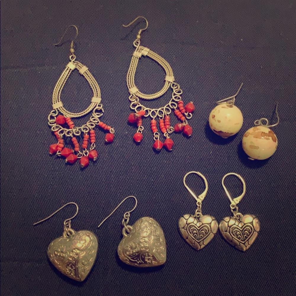 Set of four dangly earrings